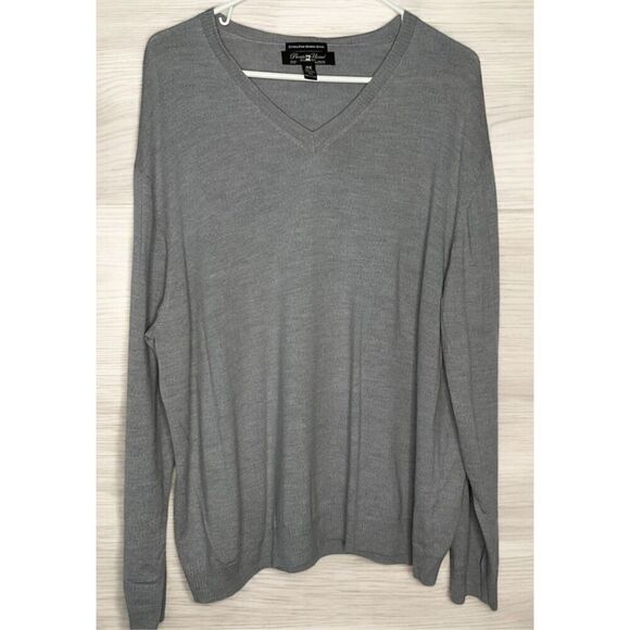 Pronto Uomo Mens Pullover Size 3X‎ Gray V-Neck Merino Wool Sweater Office Luxury - Picture 1 of 7
